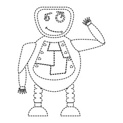 Dotted line cute robot toy icon
