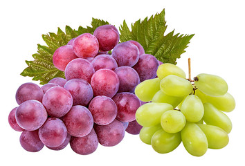 Fresh grapes isolated on white background with clipping pass