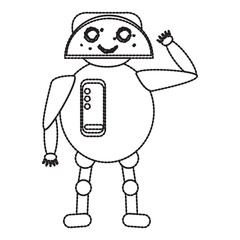 Dotted line cute robot toy icon