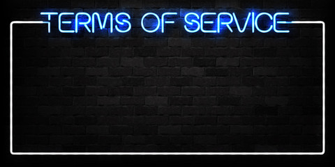 Vector realistic isolated neon sign of Terms of Service frame logo for decoration and covering on the wall background.