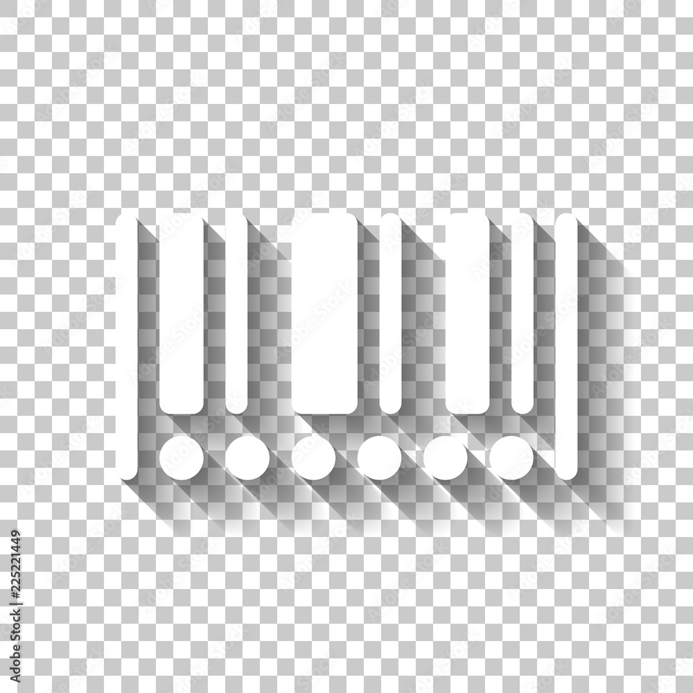 Poster barcode icon. circles instead of numbers. white icon with shadow
