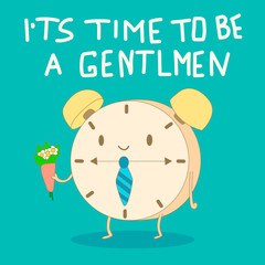 funny doodle with gentlman clock