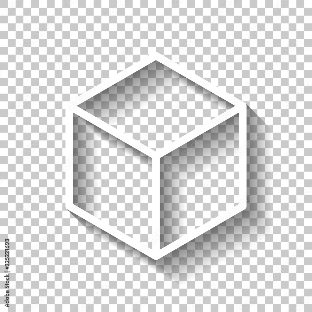 Aufkleber geometric empty cube. simple outline icon. white icon with shado