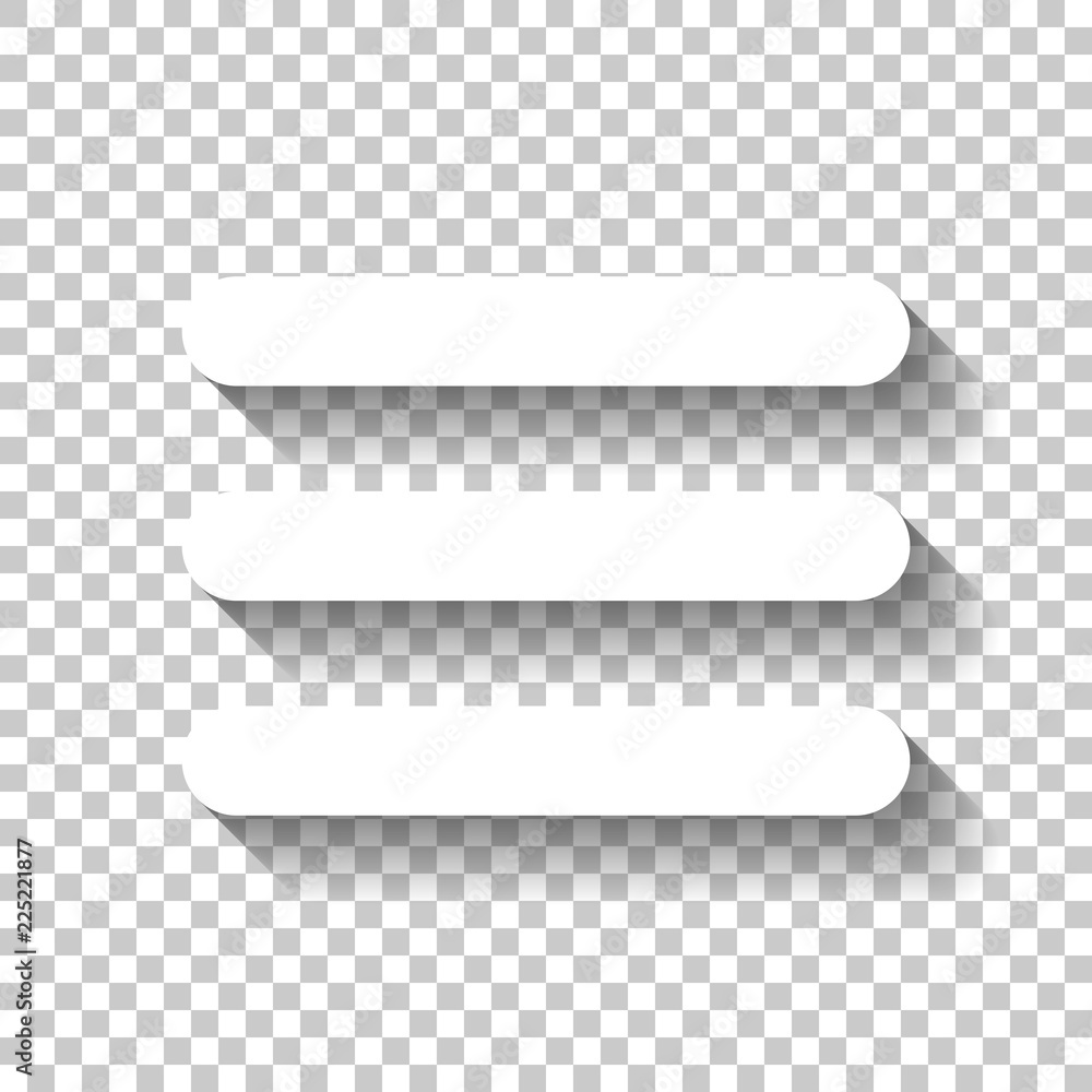 Poster hamburger menu. web icon. white icon with shadow on transparent