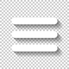 Hamburger menu. Web icon. White icon with shadow on transparent