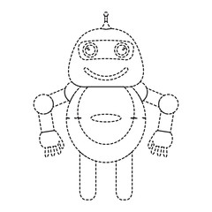 Dotted line cute robot toy icon