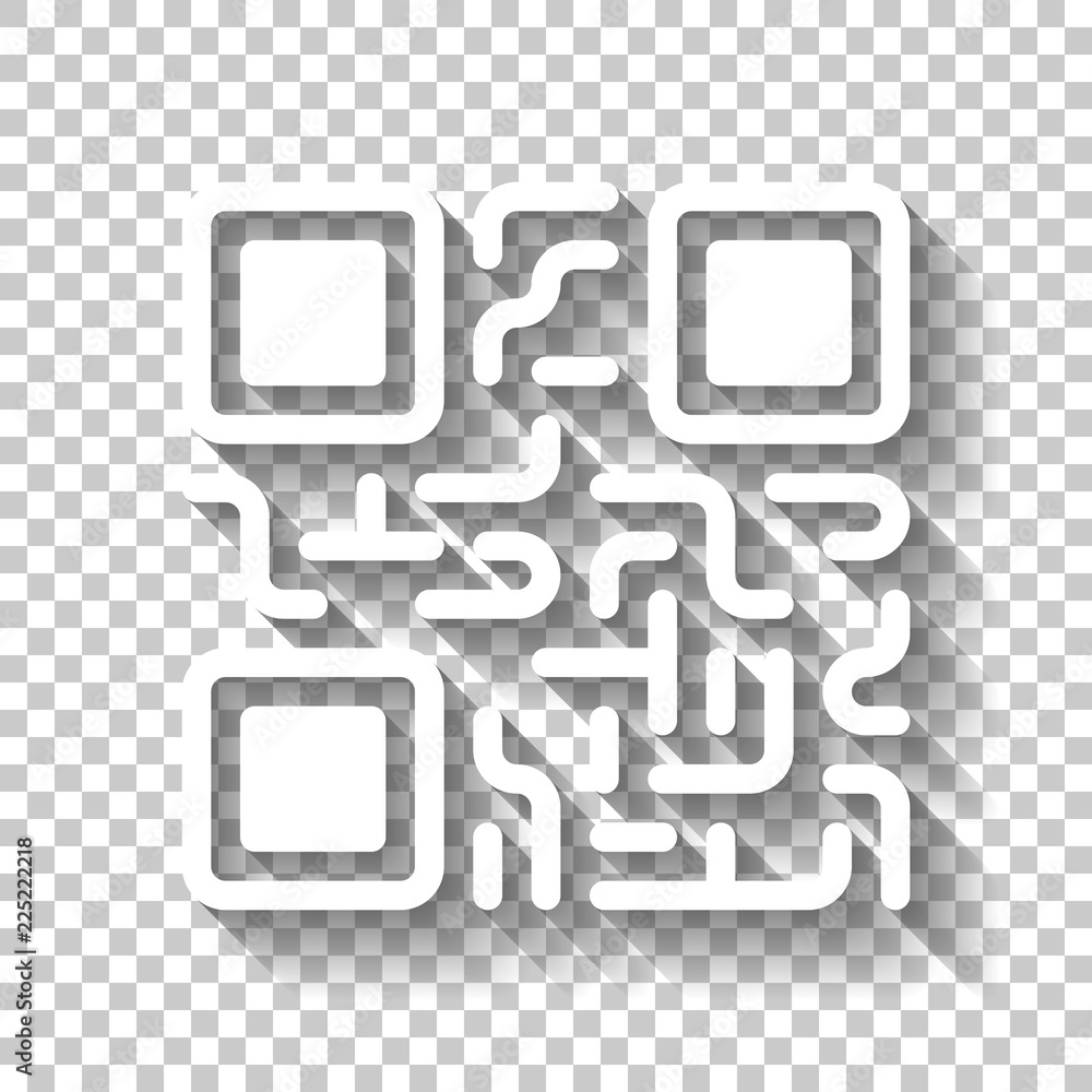 Poster qr code. technology icon. white icon with shadow on transparent