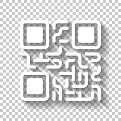 QR code. Technology icon. White icon with shadow on transparent
