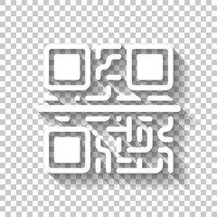 Scanning QR code. Technology icon. White icon with shadow on tra