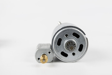 Small electric motor for household appliances. Electric drive powered by low voltage.