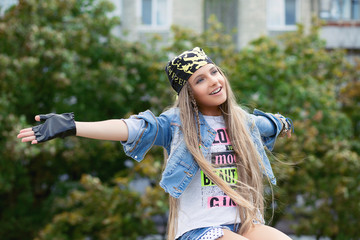 Content teenager outdoors enjoying life