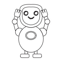 Dotted line cute robot toy icon