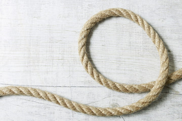 Ship rope on white wood