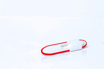 Pregnancy test on white background. Shallow depth of field.