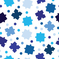 Naklejka premium seamless tileable pattern with puzzle pieces vector - blue and turquoise colors 