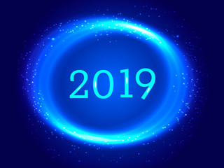 Glowing elips with 2019. Vector illustration