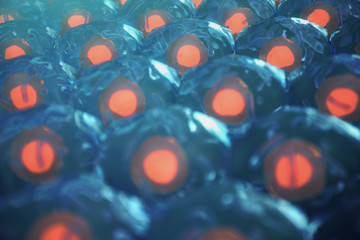 3D Illustration human cells. Cell colony. Concept of science and medicine, the regeneration of cells, the renewal of cells in the living organism.