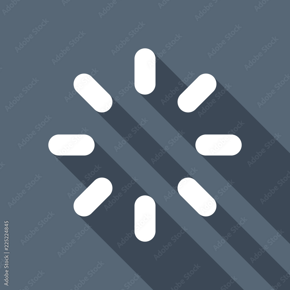 Poster loading or wait icon. white flat icon with long shadow on backgr