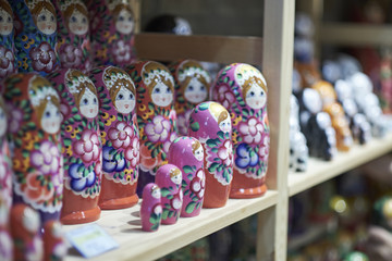 Traditional wooden toys, dolls, slingshots - Wooden toy fair - Street market - Nobody - Horizontal image