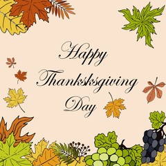 Thanksgiving day greeting card with calligraphy vector