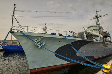 Naklejka premium Gdynia, Poland - ORP Błyskawica, Polish destroyer, one of the two built ships of the type Grom, introduced to service in the Navy in 1937. He participated in the activities of World War II from the fi