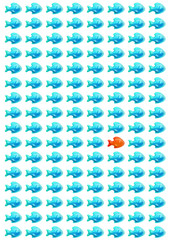 Abstract background composition with tasty colorful fish candy. Minimalistic digital design template for branding poster, cover, banner, greeting card. 3d illustration.