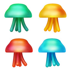 Tasty colorful jellyfish candy on isolated white background. 3d realistic illustration.