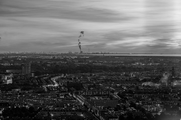 The hague city skyline viewpoint black and white, Netherlands