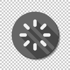 Loading or wait icon. flat icon, long shadow, circle, transparent grid. Badge or sticker style