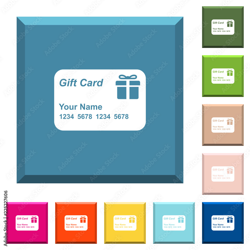 Poster gift card with name and numbers white icons on edged square buttons
