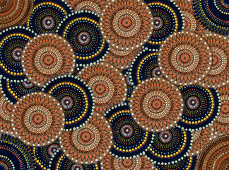 Fototapeta premium seamless circular floral pattern in blue, brown, white