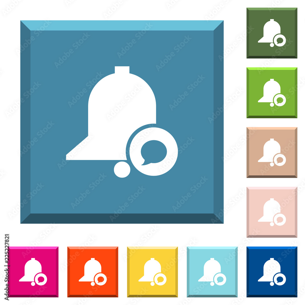 Poster reminder message white icons on edged square buttons