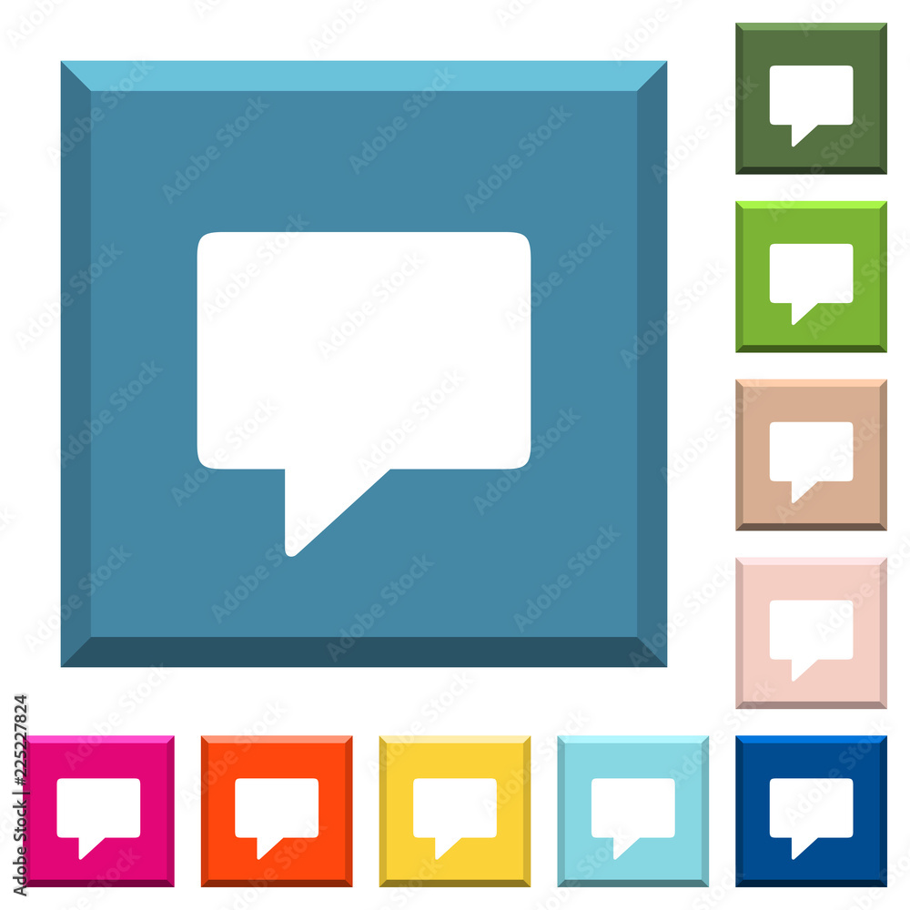 Poster empty comment bubble white icons on edged square buttons