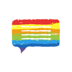 message cloud icon. Drawing sign with LGBT style, seven colors of rainbow (red, orange, yellow, green, blue, indigo, violet