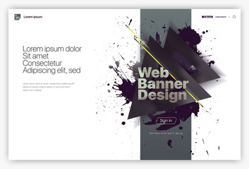 Web page design templates, welcome screen, banner Concepts for website and mobile website development. Geometric abstract background with grunge blots. Vector illustration