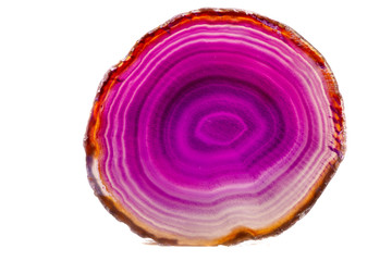 Macro mineral stone Purple Agate breed a white background