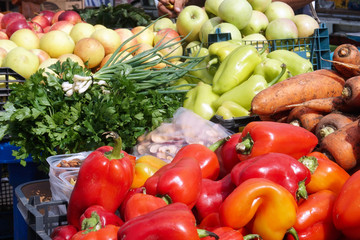 Vegetables and fruits on the market
