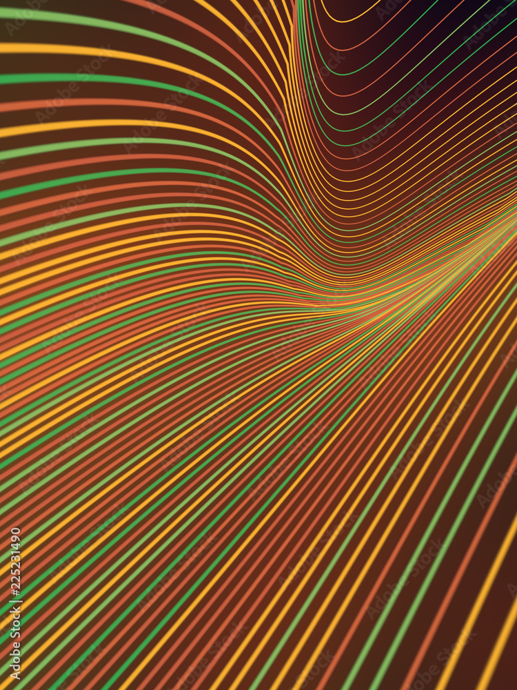 Poster Digital colored lines abstract background. 3d rendering