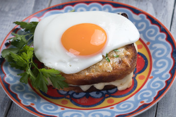 French croque madame sandwich