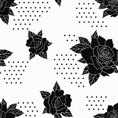 Behang Black roses with polka dot © Pattern_Talent
