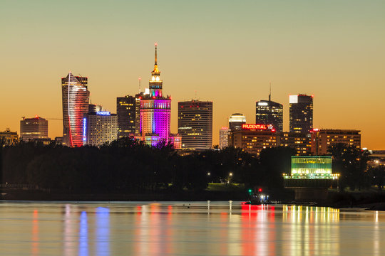 Fototapeta Warsaw skyline at sunset