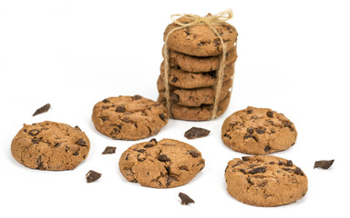 Chocolate chip cookie isolated on white background