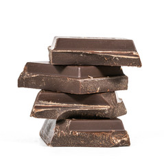 Chocolate bars stack isolated on white background