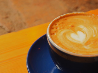 Blue cup of coffee