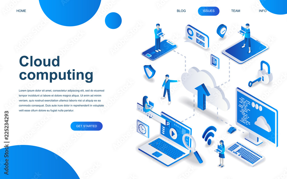Leinwandbilder modern isometric design concept of cloud technology for website and mobile website development. isom