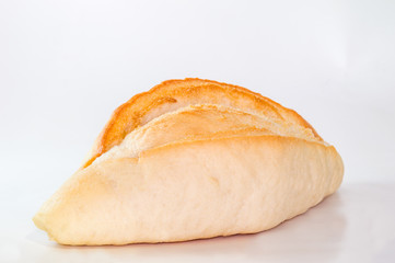 Fresh baked bread. Isolated on white. Room for text