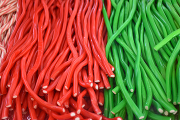 Fototapeta premium Close-up of colored sweets on display.