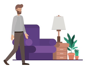 young man in the livingroom avatar character