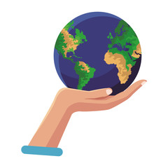 Hand holding earth world