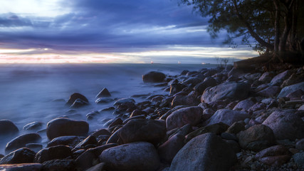 Ocean scene. Beautiful sunset,